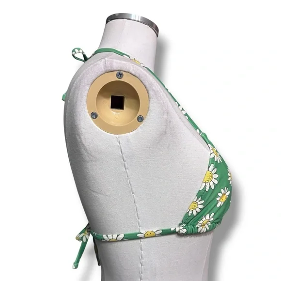 AERIE Smiley String Triangle Bikini Top Celebrity Green Size Small - Picture 2 of 9